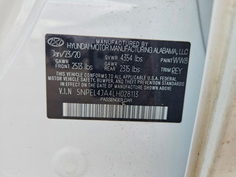 Aukcja sprzedaży 2020 Hyundai Sonata, vin: 5NPEL4JA4LH028113, numer aukcji: 60853796