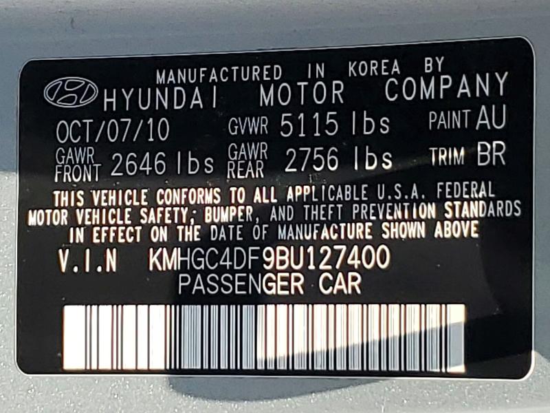 Aukcja sprzedaży 2011 Hyundai Genesis, vin: KMHGC4DF9BU127400, numer aukcji: 95589225