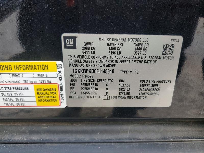 Aukcja sprzedaży 2015 Gmc Acadia, vin: 1GKKRPKD0FJ148910, numer aukcji: 60515836
