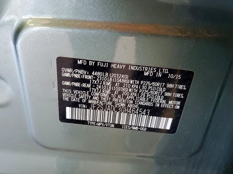 Продажа на аукционе авто 2016 Subaru Forester, vin: JF2SJADC3GH464543, номер лота: 60975696