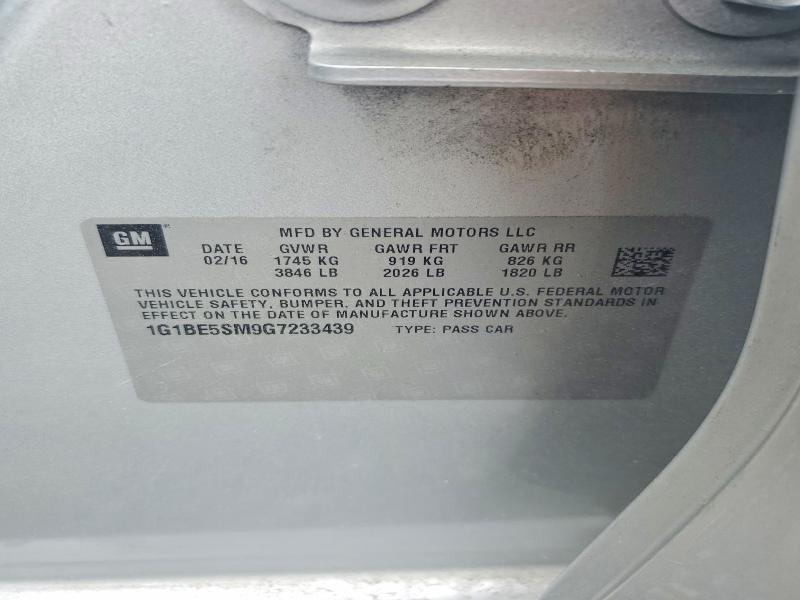Продажа на аукционе авто 2016 Chevrolet Cruze, vin: 1G1BE5SM9G7233439, номер лота: 60663036