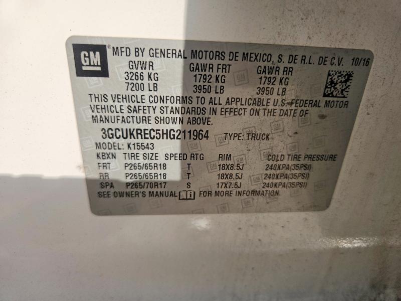 61846426 :رقم المزاد ، 3GCUKREC5HG211964 vin ، 2017 Chevrolet Silverado مزاد بيع