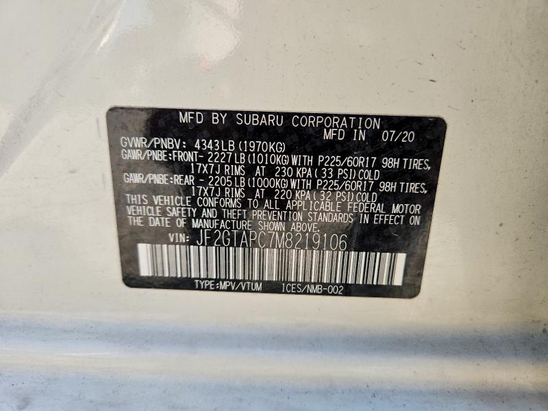 Aukcja sprzedaży 2021 Subaru Crosstrek, vin: JF2GTAPC7M8219106, numer aukcji: 61942926