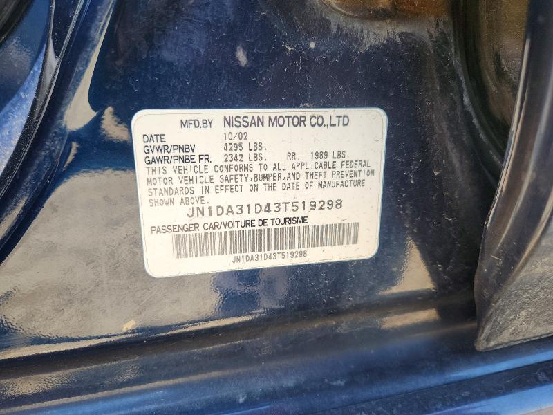 Aukcja sprzedaży 2003 Nissan Maxima, vin: JN1DA31D43T519298, numer aukcji: 61241066