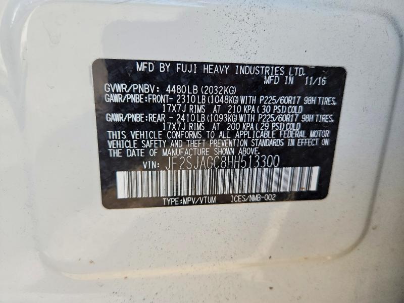 Aukcja sprzedaży 2017 Subaru Forester, vin: JF2SJAGC8HH513300, numer aukcji: 60838016