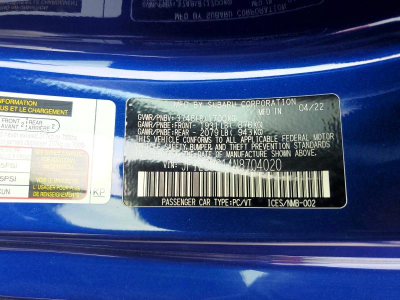 Продаж на аукціоні авто 2022 Subaru Brz, vin: JF1ZDBC14N8704020, номер лоту: 62909776