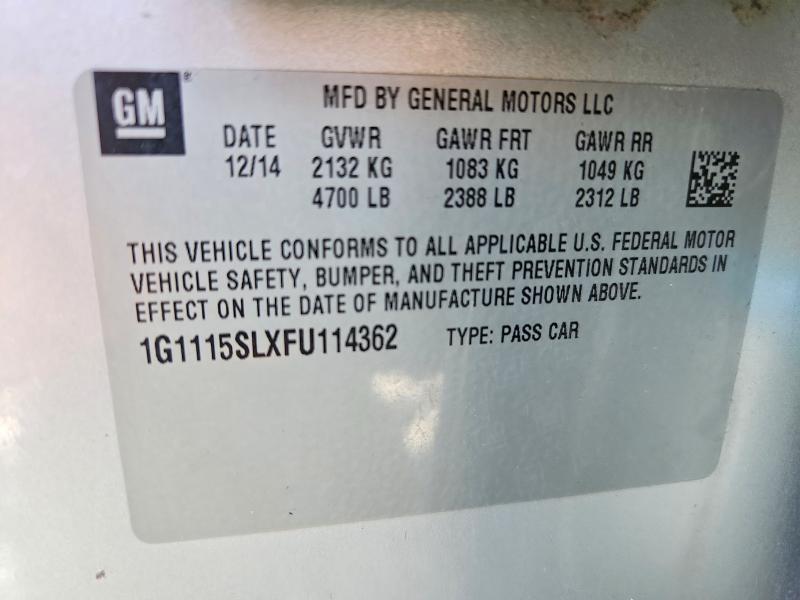 2015 Chevrolet Impala მანქანა იყიდება აუქციონზე, vin: 1G1115SLXFU114362, აუქციონის ნომერი: 60152416