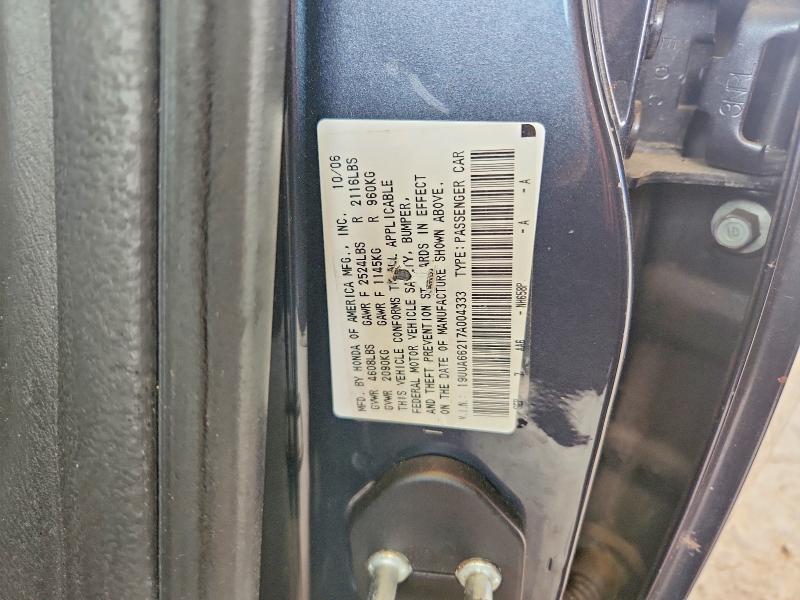 62491516 :رقم المزاد ، 19UUA66217A004333 vin ، 2007 Acura Tl مزاد بيع