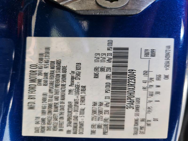 Продаж на аукціоні авто 2018 Ford Fusion, vin: 3FA6P0HDXJR230049, номер лоту: 60748576