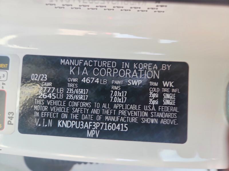 Продажа на аукционе авто 2023 Kia Sportage, vin: KNDPU3AF3P7160415, номер лота: 58868086