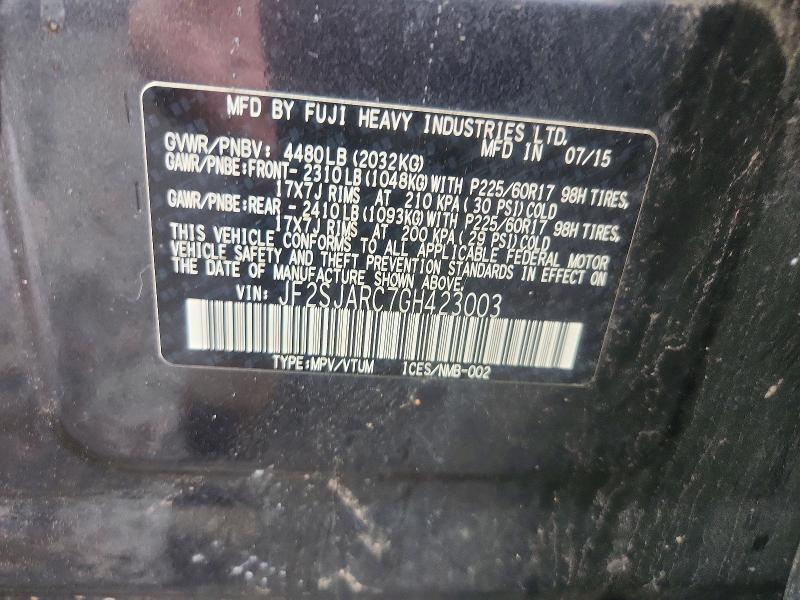59573396 :رقم المزاد ، JF2SJARC7GH423003 vin ، 2016 Subaru Forester مزاد بيع