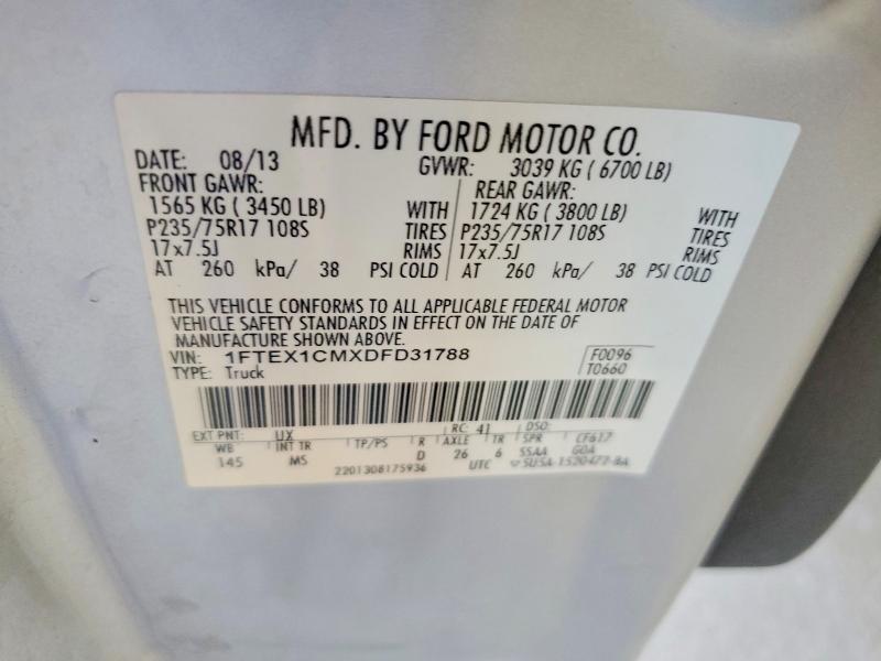 2013 Ford F150 მანქანა იყიდება აუქციონზე, vin: 1FTEX1CMXDFD31788, აუქციონის ნომერი: 59378736