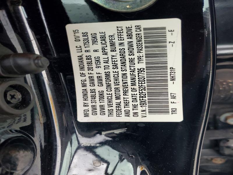 Продажа на аукционе авто 2015 Honda Civic, vin: 19XFB2F52FE037795, номер лота: 57693966