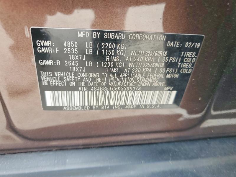 Aukcja sprzedaży 2019 Subaru Outback, vin: 4S4BSETC6K3306073, numer aukcji: 55037636