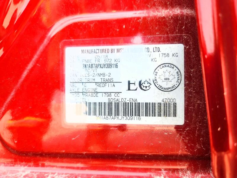 60589466 :رقم المزاد ، 3N1AB7APXJY309116 vin ، 2018 Nissan Sentra مزاد بيع