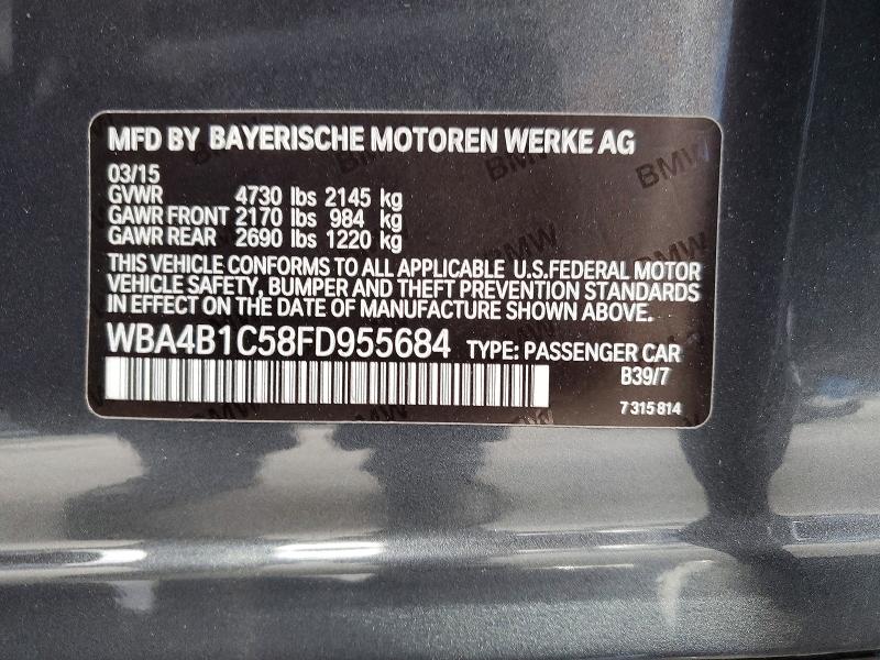 Aukcja sprzedaży 2015 Bmw 435, vin: WBA4B1C58FD955684, numer aukcji: 63020356