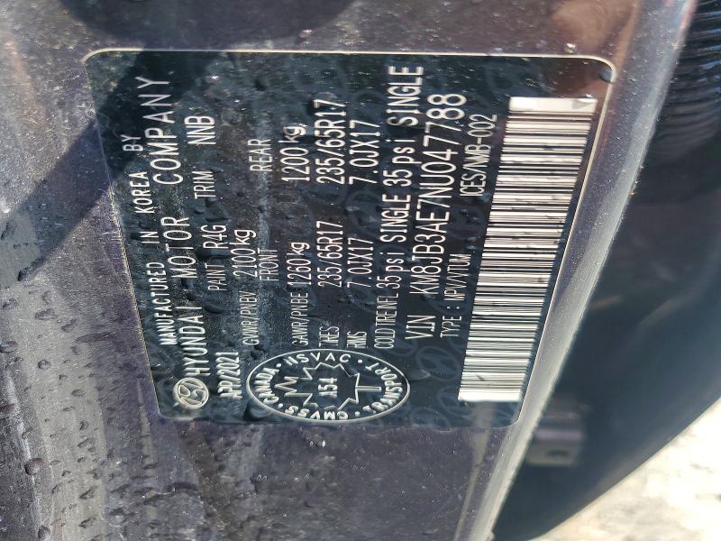 2022 Hyundai Tucson მანქანა იყიდება აუქციონზე, vin: KM8JB3AE7NU047788, აუქციონის ნომერი: 58847636