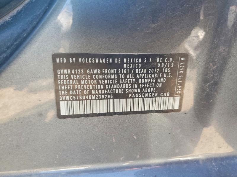 61075366 :رقم المزاد ، 3VWC57BU4KM239295 vin ، 2019 Volkswagen Jetta مزاد بيع