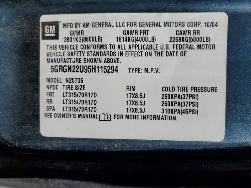 Продаж на аукціоні авто 2005 Hummer H2 Sut, vin: 5GRGN22U95H115294, номер лоту: 60457076