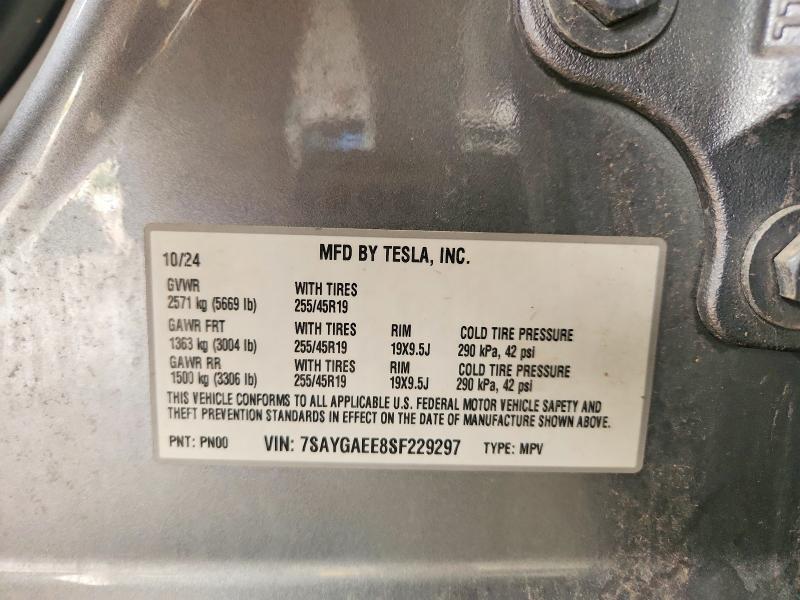 Продажа на аукционе авто 2025 Tesla Model Y, vin: 7SAYGAEE8SF229297, номер лота: 78320145