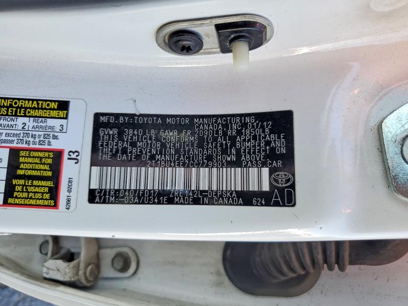 Продажа на аукционе авто 2012 Toyota Corolla, vin: 2T1BU4EE7CC779903, номер лота: 61024416