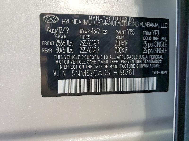 Продажа на аукционе авто 2020 Hyundai Santa Fe, vin: 5NMS2CAD5LH158781, номер лота: 61548886