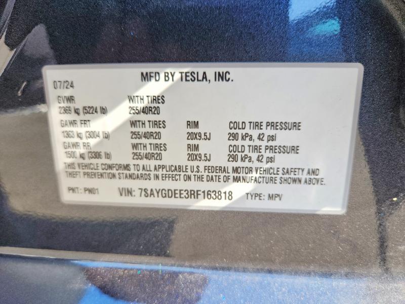 Aukcja sprzedaży 2024 Tesla Model Y, vin: 7SAYGDEE3RF163818, numer aukcji: 62217726