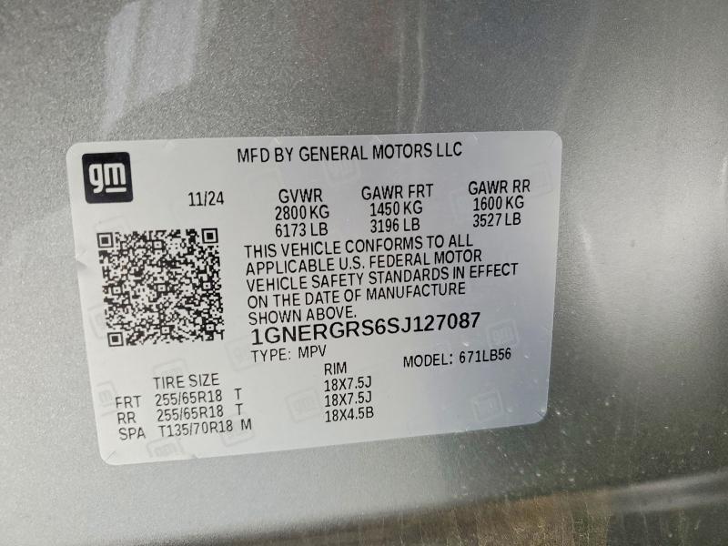 62101006 :رقم المزاد ، 1GNERGRS6SJ127087 vin ، 2025 Chevrolet Traverse مزاد بيع