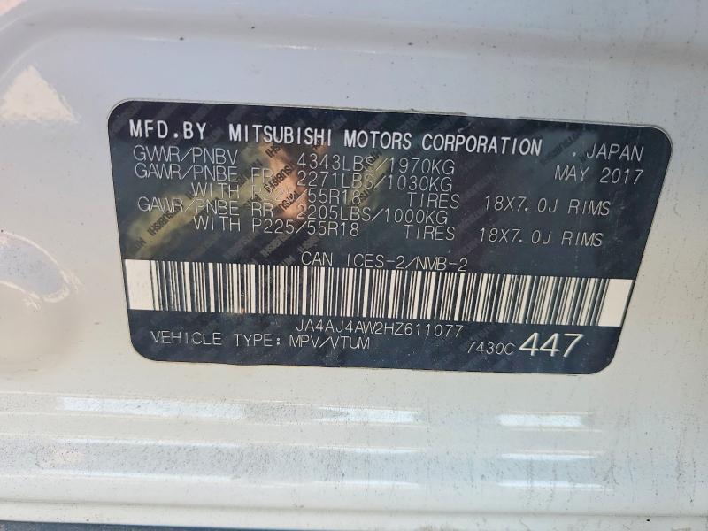 Aukcja sprzedaży 2017 Mitsubishi Rvr, vin: JA4AJ4AW2HZ611077, numer aukcji: 63011026