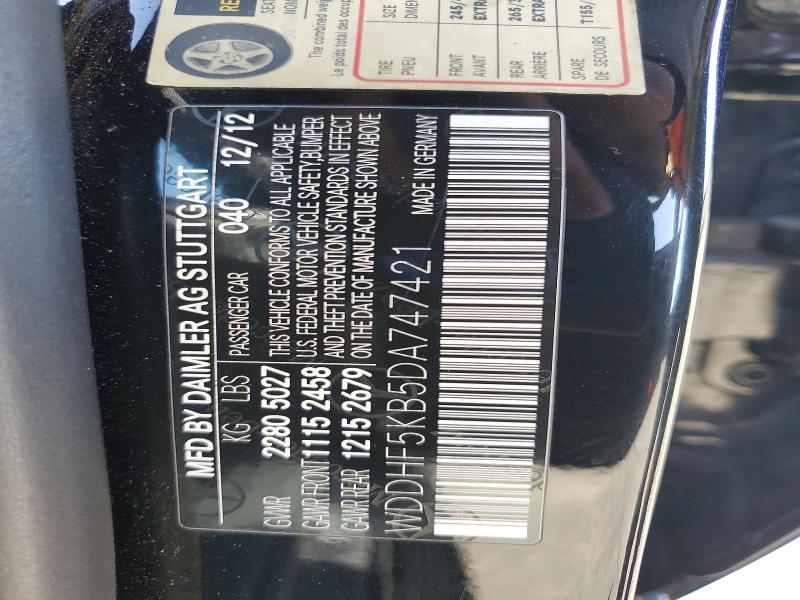 63372596 :رقم المزاد ، WDDHF5KB5DA747421 vin ، 2013 Mercedes-benz E مزاد بيع