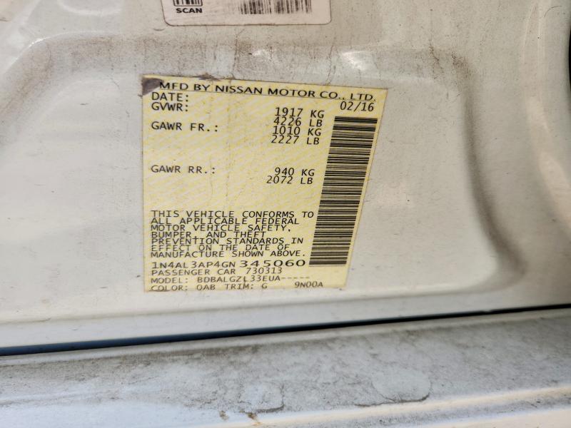 Продаж на аукціоні авто 2016 Nissan Altima, vin: 1N4AL3AP4GN345060, номер лоту: 85612415