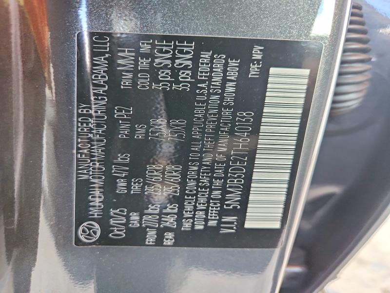 59887936 :رقم المزاد ، 5NMJB3DE2TH640138 vin ، 2026 Hyundai Tucson مزاد بيع