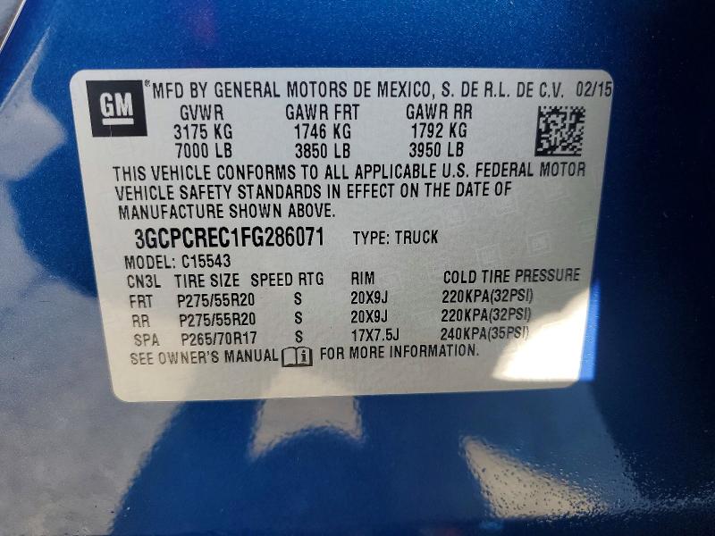 Продажа на аукционе авто 2015 Chevrolet Silverado, vin: 3GCPCREC1FG286071, номер лота: 60883796