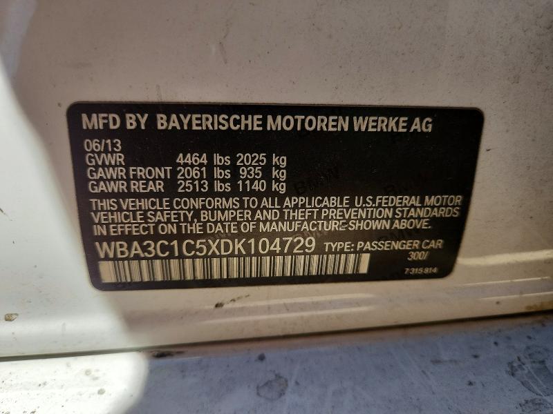 Aukcja sprzedaży 2013 Bmw 328, vin: WBA3C1C5XDK104729, numer aukcji: 62546176