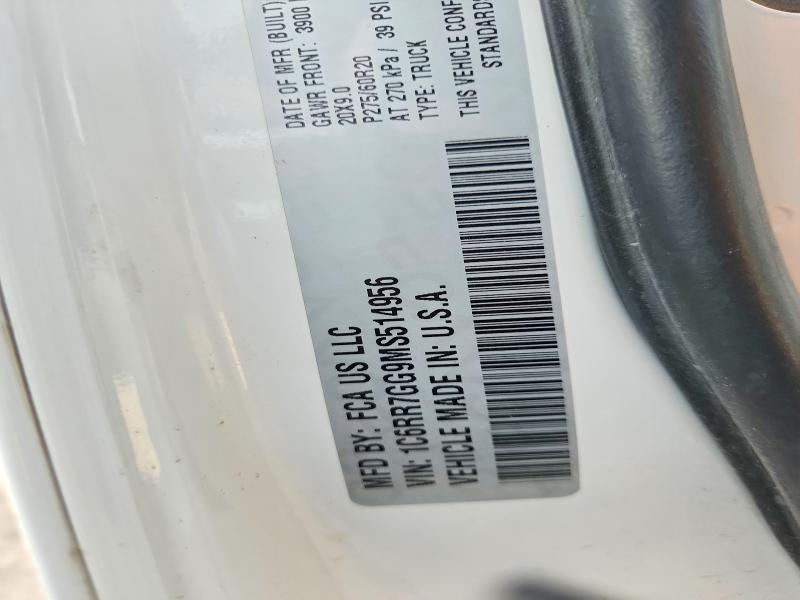 2021 Ram 1500 Classic მანქანა იყიდება აუქციონზე, vin: 1C6RR7GG9MS514956, აუქციონის ნომერი: 61339776