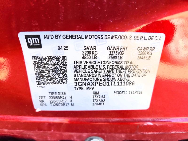 2026 Chevrolet Equinox მანქანა იყიდება აუქციონზე, vin: 3GNAXPEG1TL111086, აუქციონის ნომერი: 60180606