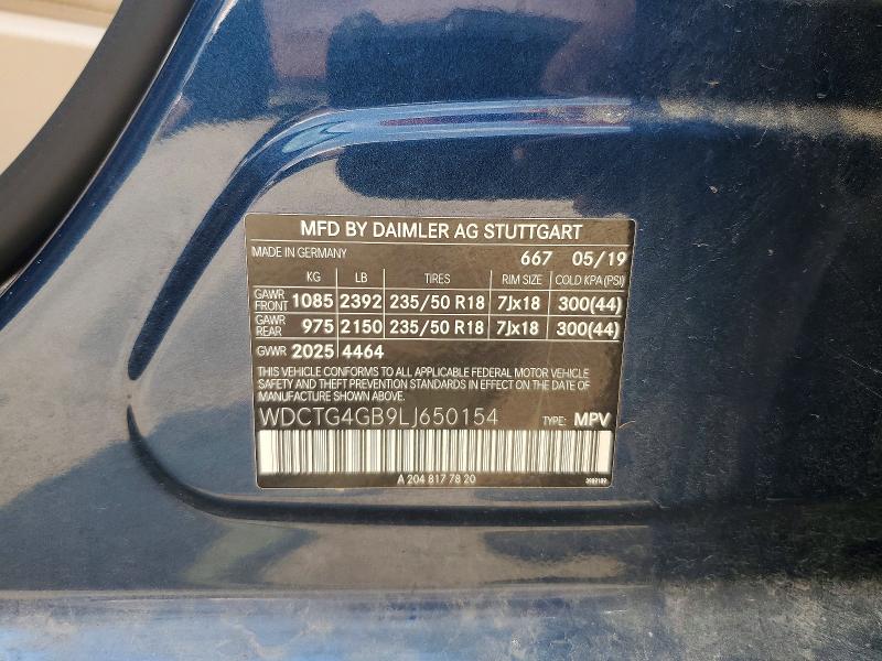 Aukcja sprzedaży 2020 Mercedes-benz Gla, vin: WDCTG4GB9LJ650154, numer aukcji: 63034766