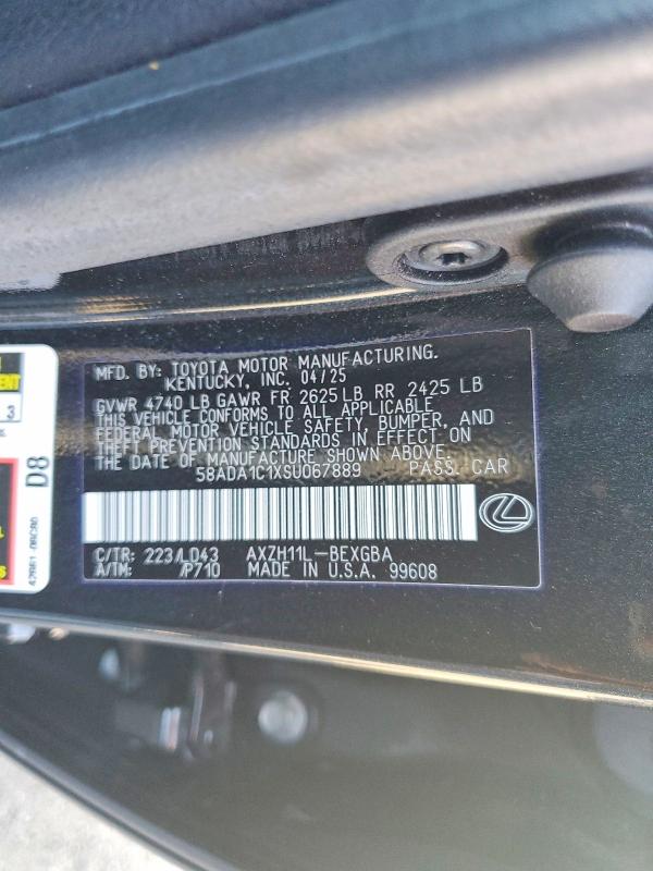 Aukcja sprzedaży 2025 Lexus Es 300h, vin: 58ADA1C1XSU067889, numer aukcji: 63561126