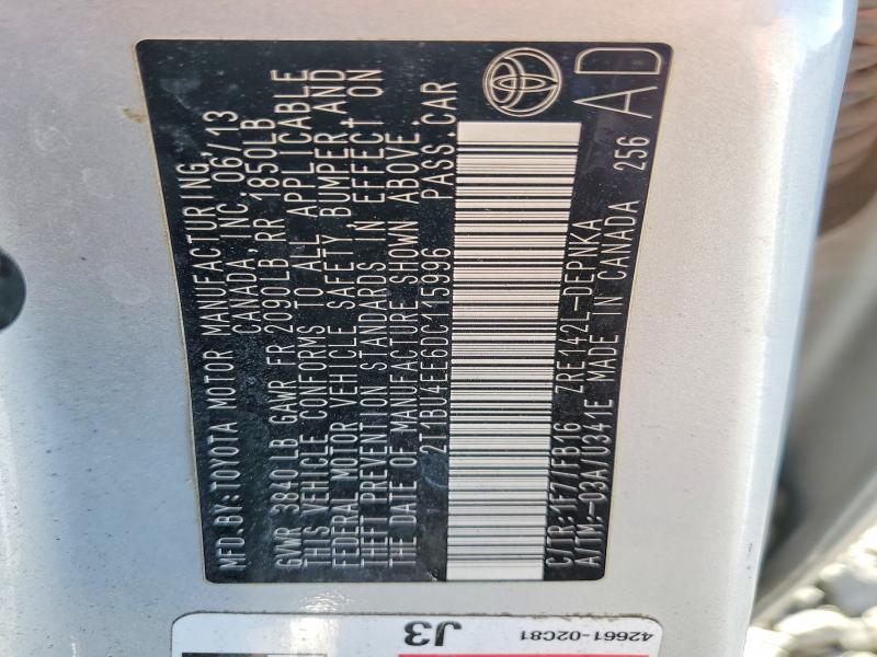 Aukcja sprzedaży 2013 Toyota Corolla, vin: 2T1BU4EE6DC115996, numer aukcji: 60089716