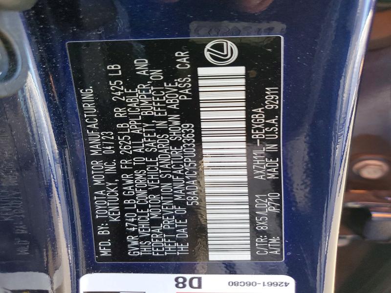 Продажа на аукционе авто 2023 Lexus Es 300h, vin: 58ADA1C15PU033639, номер лота: 59085696