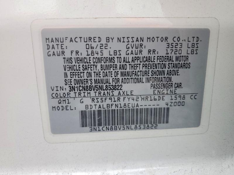 Aukcja sprzedaży 2022 Nissan Versa, vin: 3N1CN8BV5NL853822, numer aukcji: 63050316