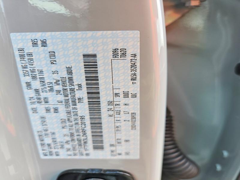 60384526 :رقم المزاد ، 1FTFW3LD6RFC20195 vin ، 2024 Ford F150 مزاد بيع