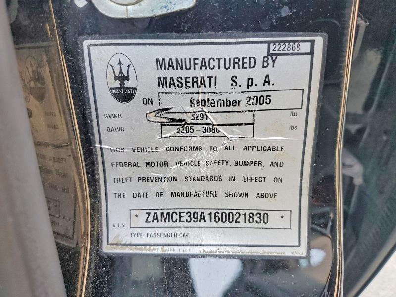 Продаж на аукціоні авто 2006 Maserati Quattroporte, vin: ZAMCE39A160021830, номер лоту: 62598386