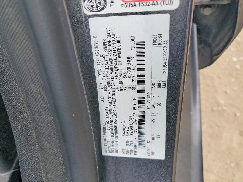 62267156 :رقم المزاد ، 3FADP4BJ2HM102411 vin ، 2017 Ford Fiesta مزاد بيع