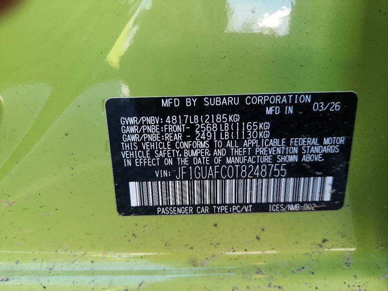 Продаж на аукціоні авто 2026 Subaru Impreza, vin: JF1GUAFC0T8248755, номер лоту: 63419056