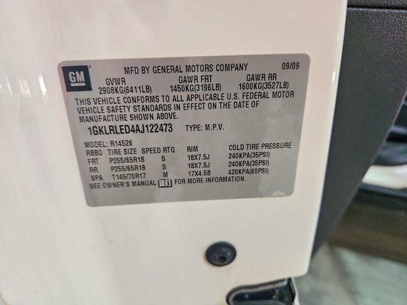 2010 Gmc Acadia მანქანა იყიდება აუქციონზე, vin: 1GKLRLED4AJ122473, აუქციონის ნომერი: 60313966