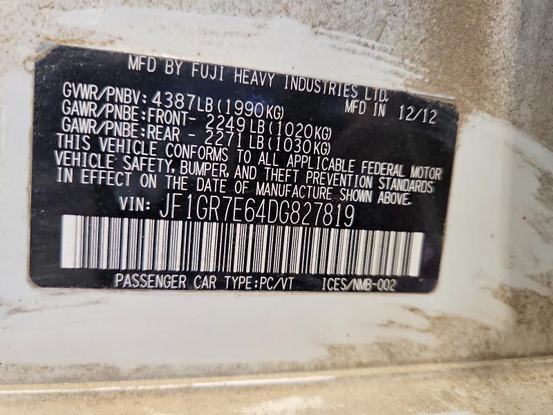 60055606 :رقم المزاد ، JF1GR7E64DG827819 vin ، 2013 Subaru Impreza مزاد بيع