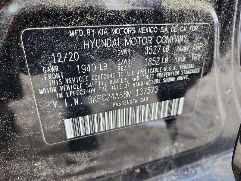 Aukcja sprzedaży 2021 Hyundai Accent, vin: 3KPC24A68ME137573, numer aukcji: 62790746