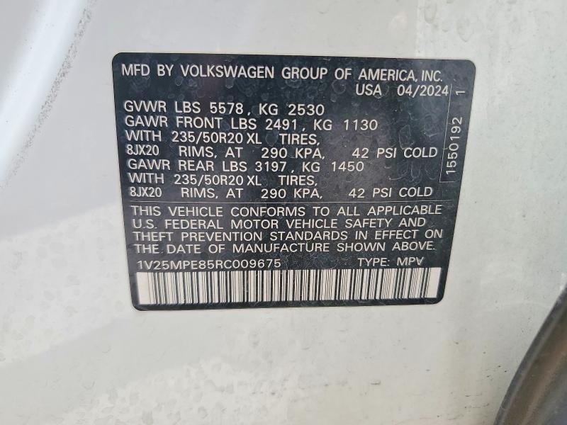 Продажа на аукционе авто 2024 Volkswagen Id.4, vin: 1V25MPE85RC009675, номер лота: 61711086