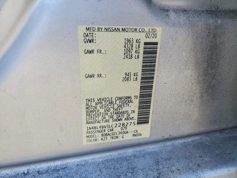 61202236 :رقم المزاد ، 1N4BL4BV3LC228275 vin ، 2020 Nissan Altima مزاد بيع